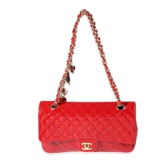 Chanel Red Quilted Patent Leather Valentine's Day Medium Single Flap Bag - Picture 4 of 8